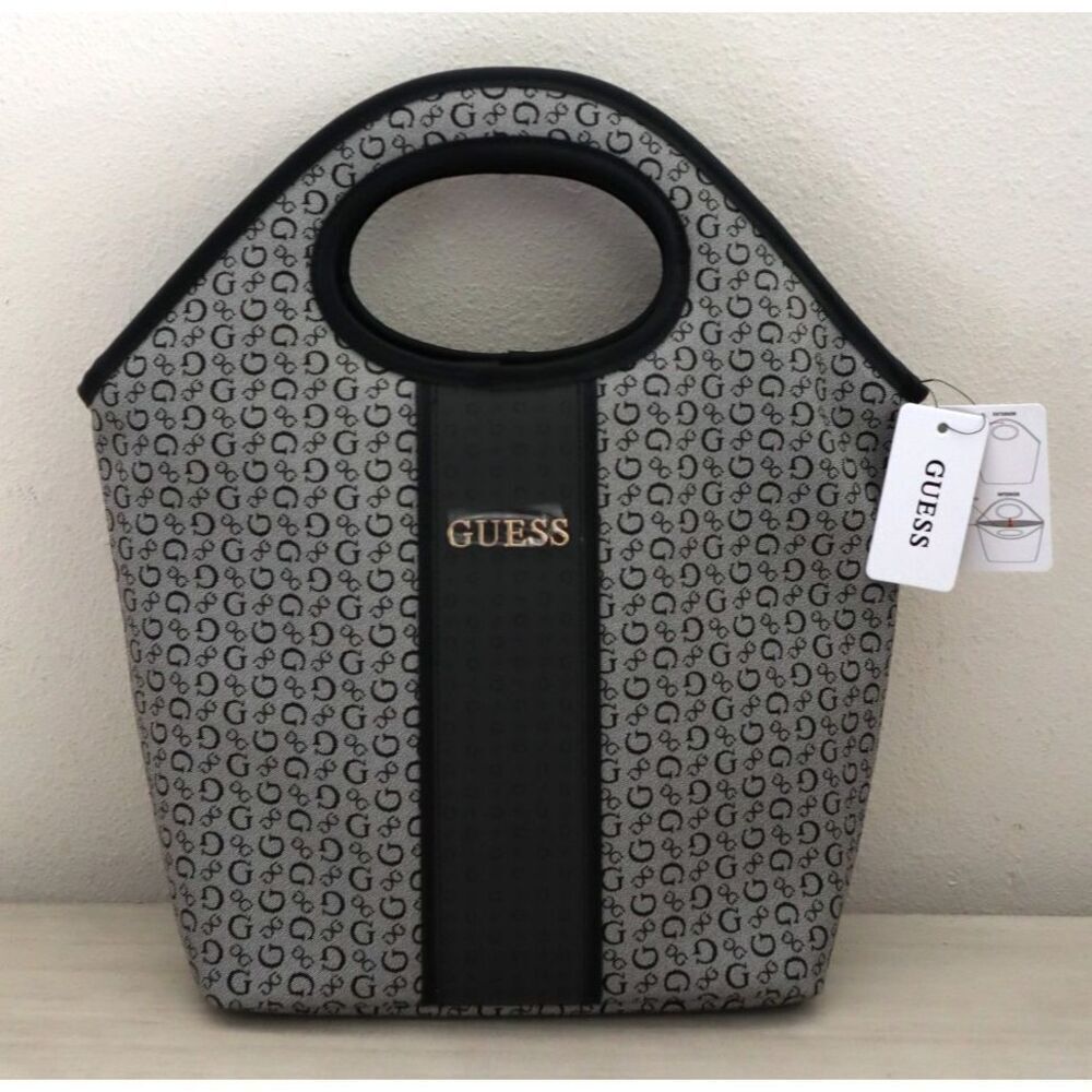 Guess RCS9478081 Black Multi Monogram Suma Travel Insulated Cutout Lunch Tote